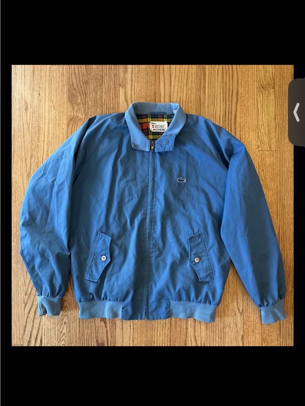 Vintage Izod Lacoste Bomber Jacket Mens Medium Blue Lined Alligator Sz L
